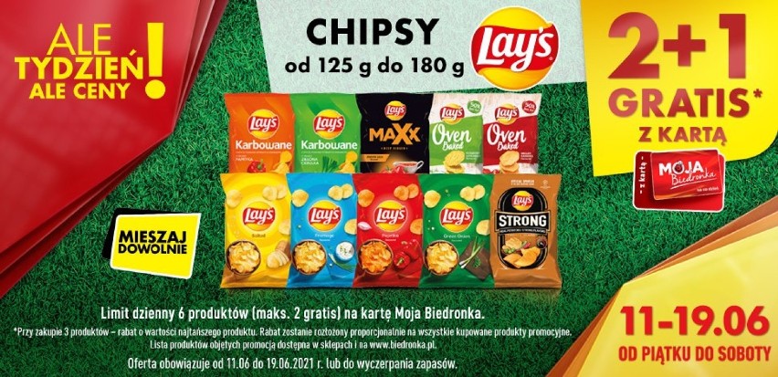 Biedronka

Chipsy od 125 g do 180 g
2+1 gratis z kartą Moja...