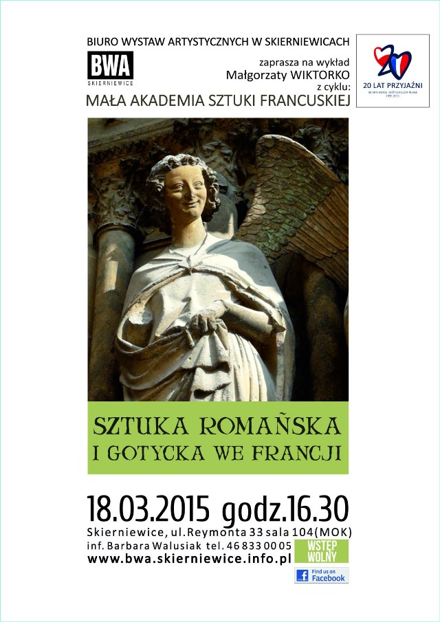 BWA w Skierniewicach zaprasza na wykład o sztuce na temat „Sztuka romańska i gotycka we Francji”. Wykład wygłosi Małgorzata Wiktorko.