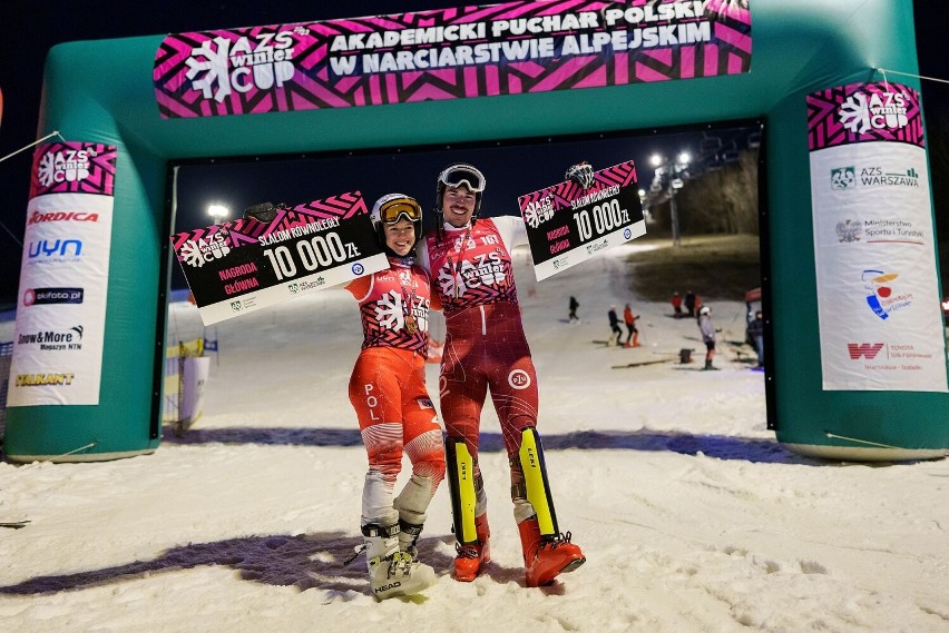 Maja Chyla z UJ i Juliusz Mitan z AGH Kraków wygrali slalom...