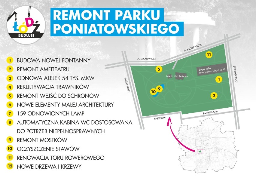 Park Poniatowskiego w Łodzi będzie wyremontowany.