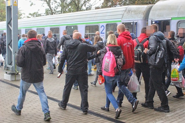 Kibice Widzewa w drodze na mecz z Jagielonią Białystok