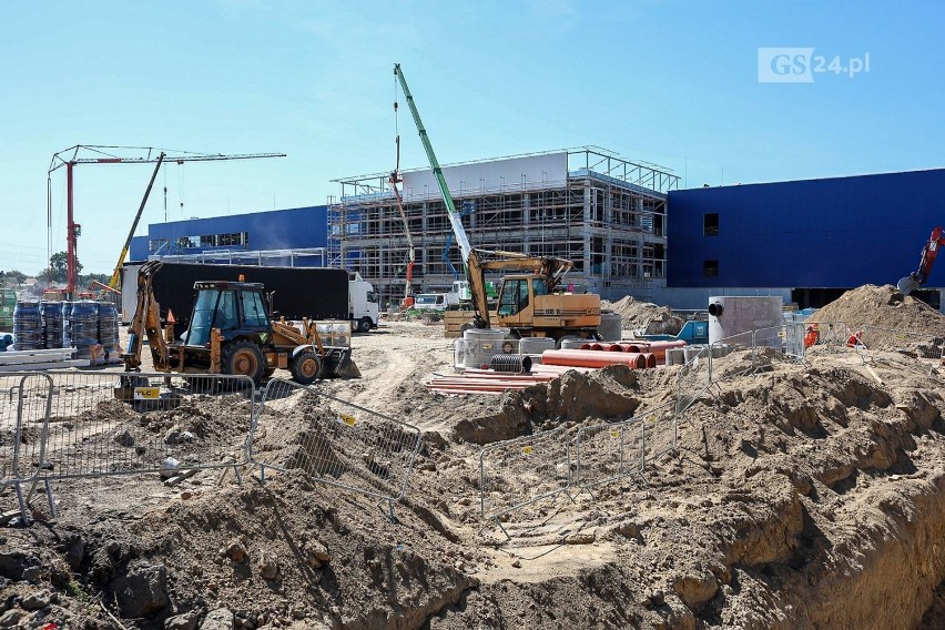 Tak wygląda plac budowy sklepu IKEA w Szczecinie. ZDJĘCIA z lotu ptaka