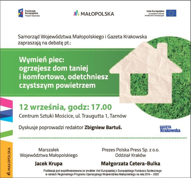 Zapraszamy mieszkańców Tarnowa i okolic na drugą z cyklu debat, która odbędzie się w najbliższy poniedziałek, 12 września w Centrum Sztuki Mościce. Początek spotkania o godz. 17:00.