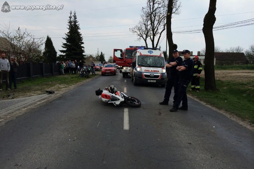 Wypadek motocyklisty w Mogilnie