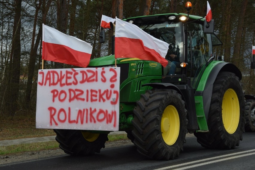 Zdjęcia z protestu rolników w Żaganiu 20 lutego 2024