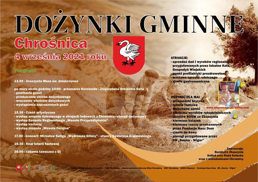  Dożynki gminne 2021. Chrośnica - ZAPROSZENIE. Zobacz program imprezy! 