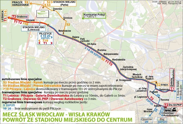 Śląsk-Wisła: Jak dostać się na stadion? (MAPKI)