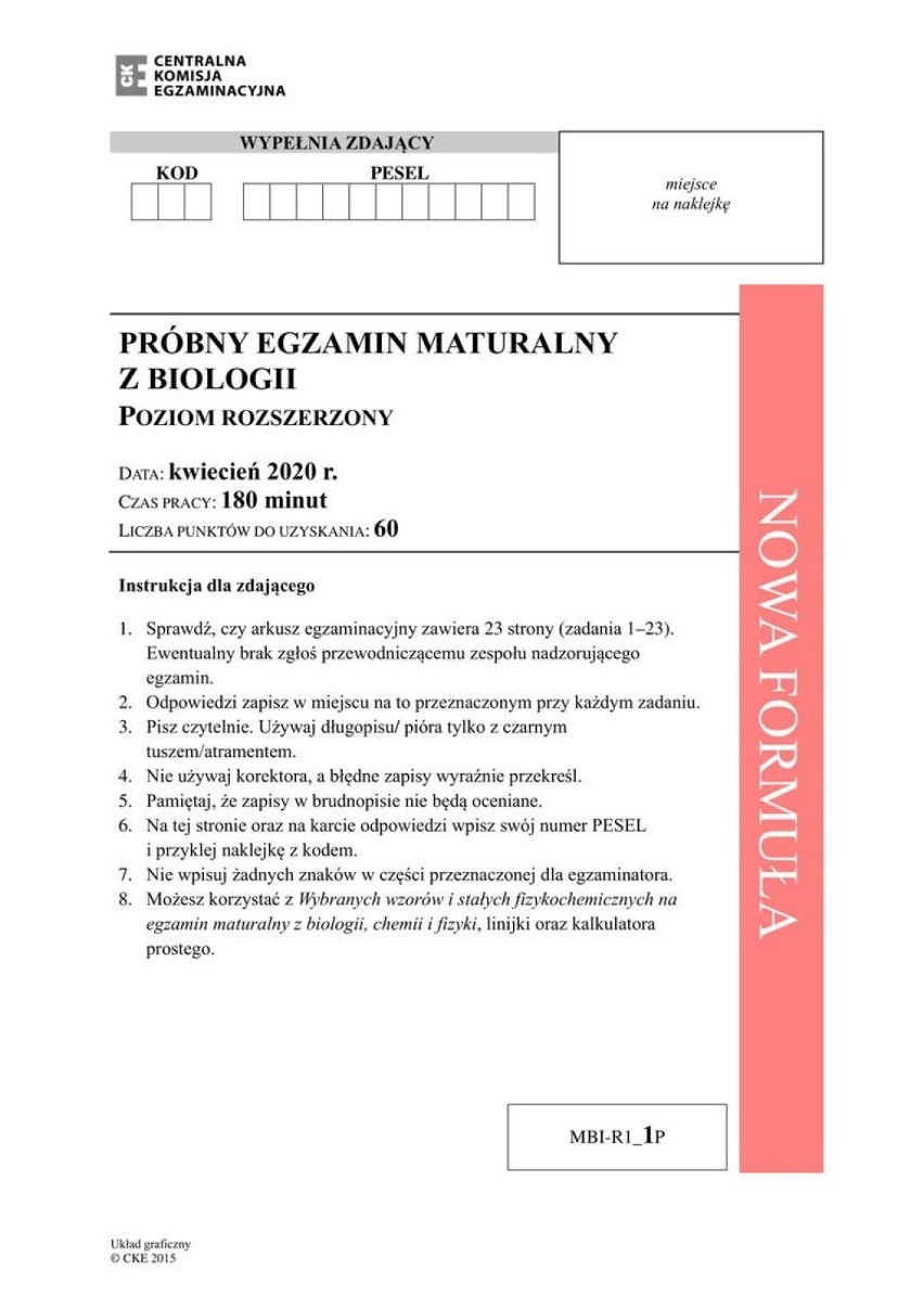 Matura próbna z biologii 7.04.2020. Arkusz CKE. Kiedy wyniki?