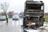 Pożar autobusu na drodze krajowej koło Pajęczna [FOTO] 