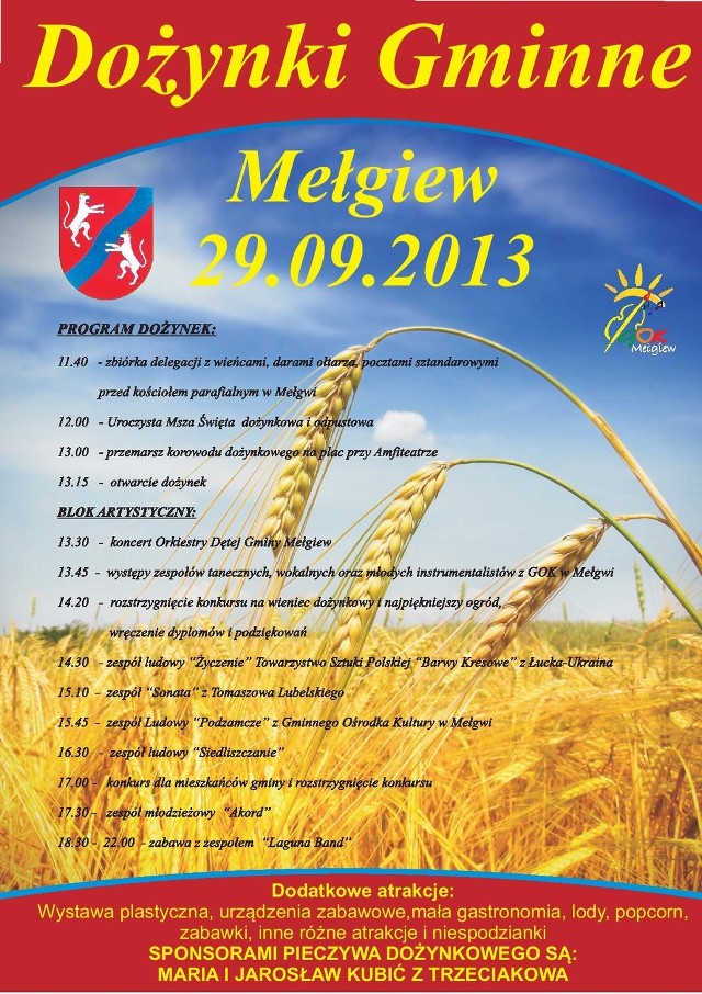 W niedzielę w Mełgwi dobędzie się doroczne Święto Plonów.