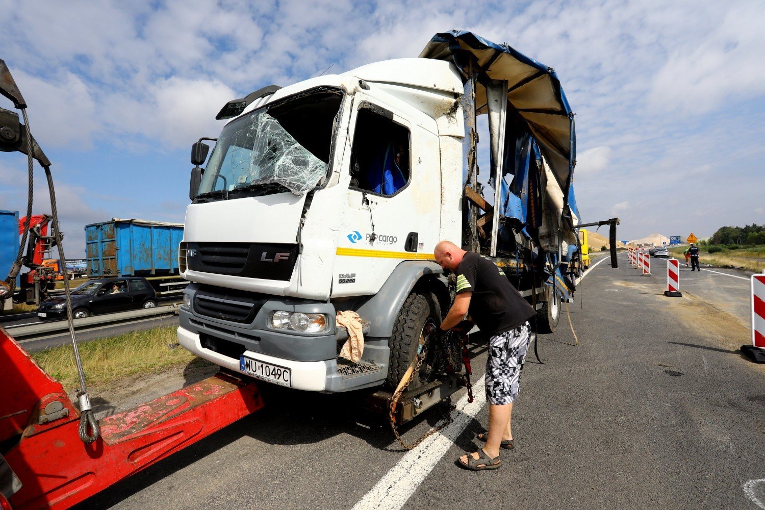 Wypadek (kolizja) na autostradzie A1 przy zjeździe na S8