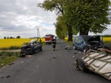 Wypadek pod Łasinem. Zderzenie trzech samochodów. Jedna osoba w szpitalu [zdjęcia]