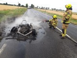 Szok. Zobaczcie co zostało z samochodu po pożarze na drodze koło Krobi. Małe auto Ligier spłonęło doszczętnie ZDJĘCIA