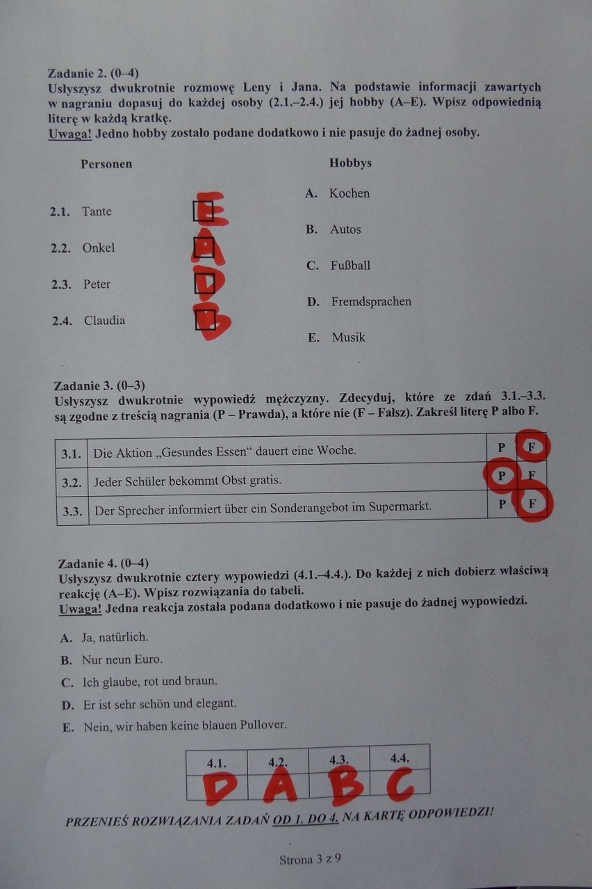 Egzamin gimnazjalny 2013. Język niemiecki [ODPOWIEDZI DO TESTU, wyniki, rozwiązania]