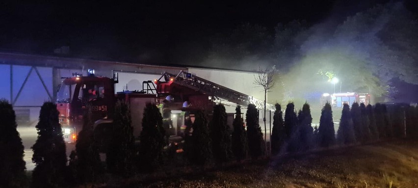 Nocny pożar na granicy powiatu leszczyńskiego. W Janiszewie ogień pojawił się na terenie pieczarkarni ZDJĘCIA