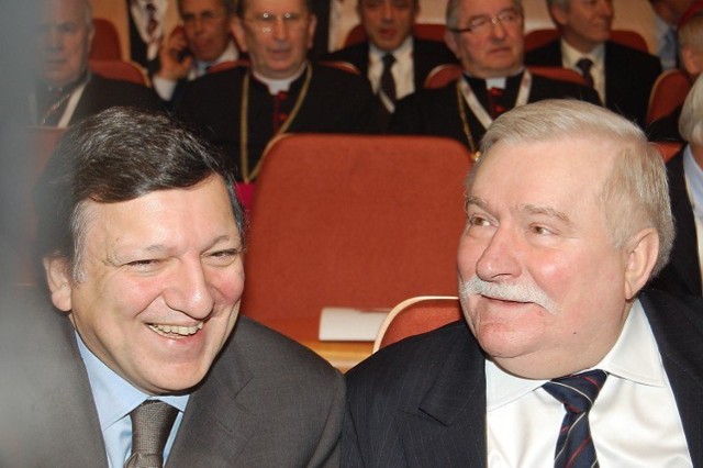 Przewodniczący Parlamentu Europejskiego Jose Manuel Barosso z Lechem Wałęsą. 
Fot. Artur Hossa