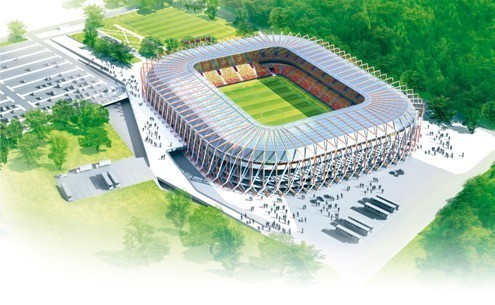 wizualizacja stadionu miejskiego w Białymstoku