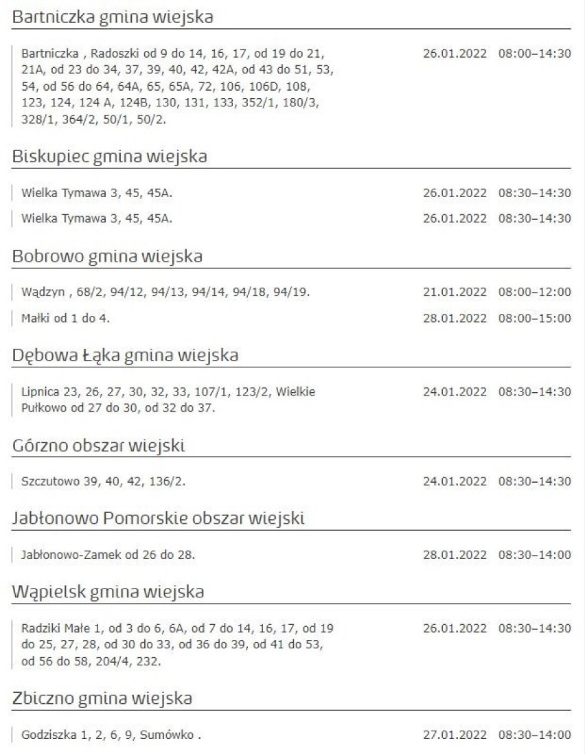 Wyłączenia prądu w Kujawsko-Pomorskiem. Wiemy gdzie i kiedy [miasta, gminy - 23 stycznia 2022]