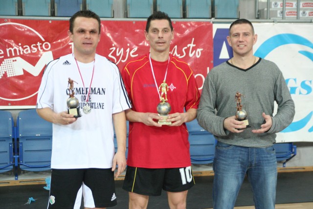 Najlepsi strzelcy 14. edycji DGS Futsal Ligi, od lewej: Maciej Serafin, Tomasz Bartczak, Sławomir Kwaśniewski