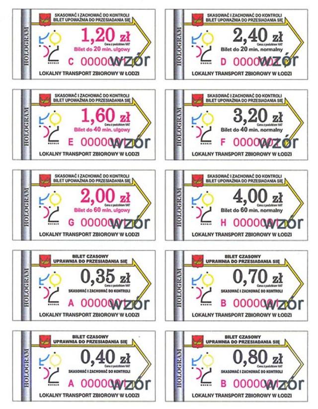 Tak wyglądają bilety łódzkiego MPK, ktore będą obowiązywały od czwartku (1 marca 2012).