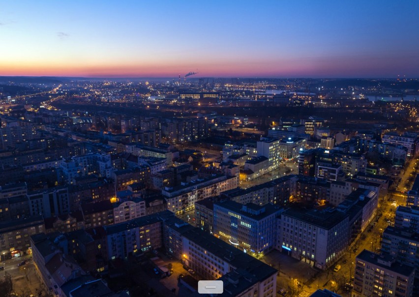 Gdynia nocą. Niesamowita panorama 360 nadmorskiego miasta