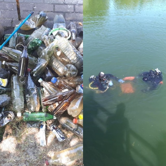 Płetwonurkowie wyłowili sporo śmieci z jeziora Glibiel w Łochowicach...