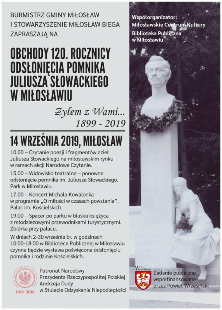 obchody 120. Rocznicy odsłonięcia Pomnika Juliusza Słowackiego w Miłosławiu