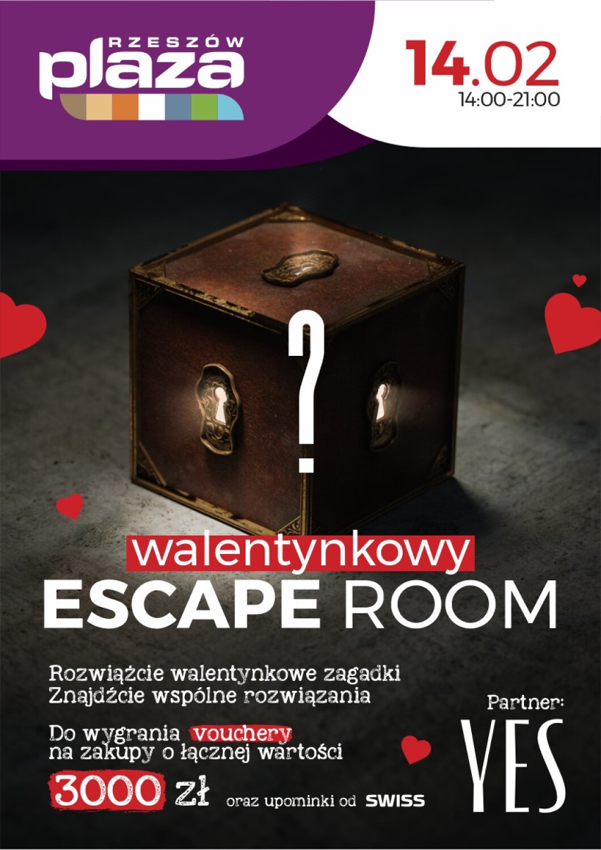 Walentynkowy Escape Room w Centrum Handlowym Plaza Rzeszów 