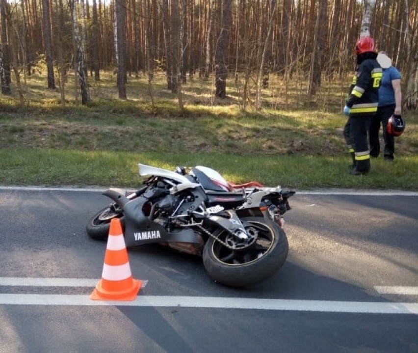 Wypadek motocyklisty na trasie Nowy Tomyśl - Wolsztyn