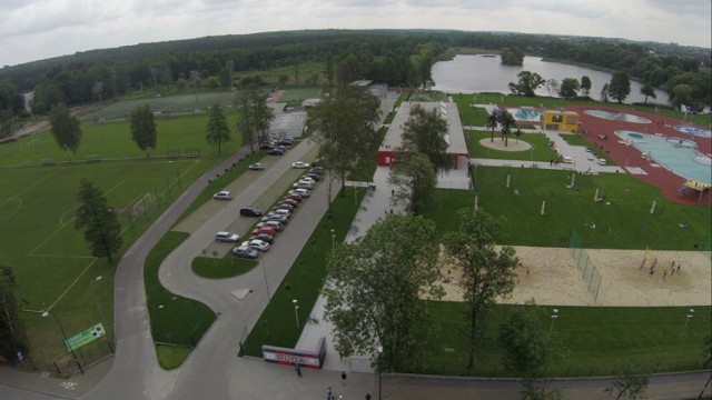 Basen  Ruda w Rybniku z lotu ptaka (ZDJĘCIA Z DRONA). Otwarcie basenu Ruda, 1 czerwiec 2014.