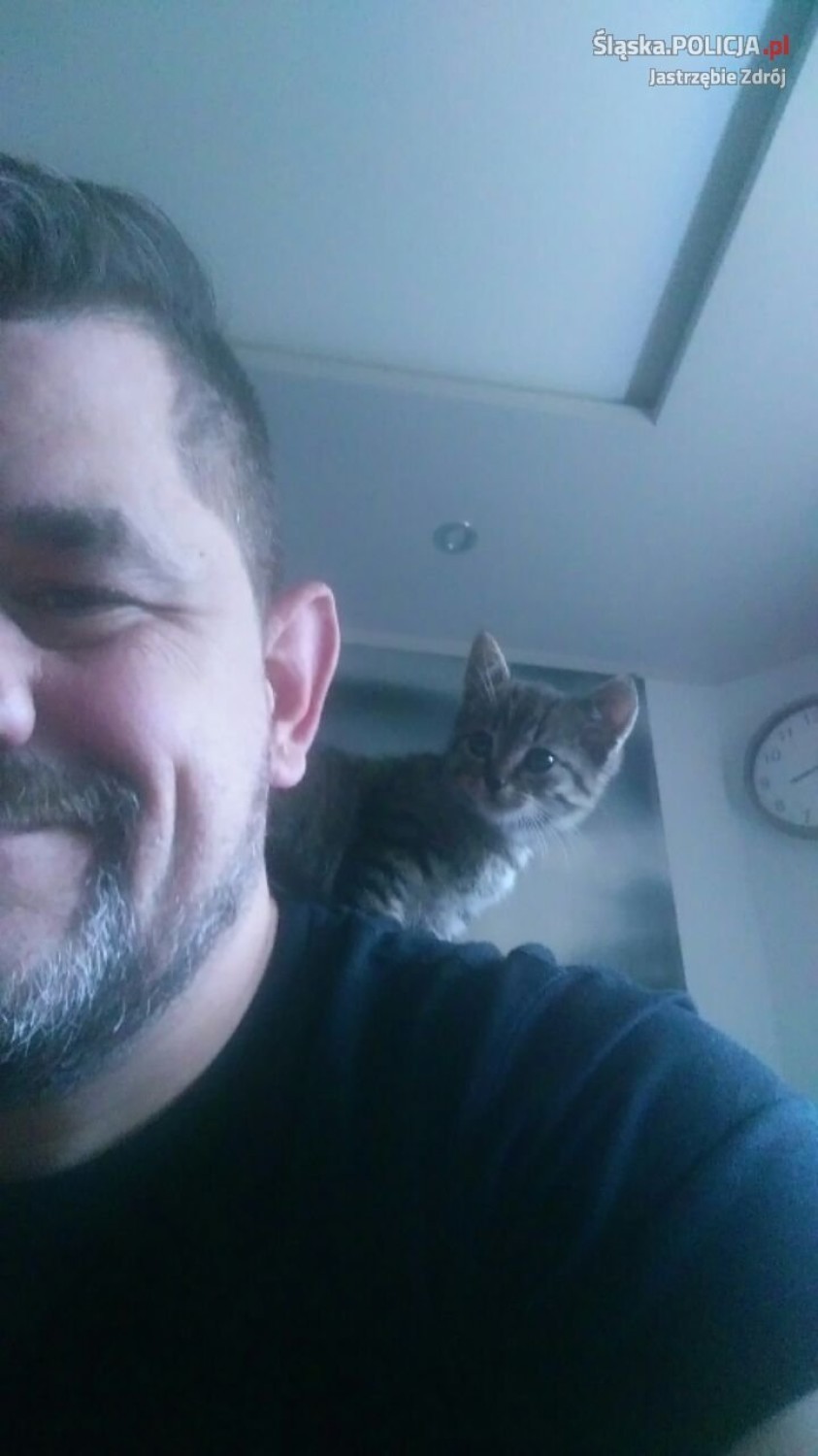 Policja w Jastrzębiu: uratował kotka i znalazł mu nowy dom