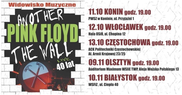 Koncert zespołu Another Pink Floyd odbędzie się 10 listopada 2019 roku w WSFiZ przy ul. Ciepłej 40 w Białymstoku