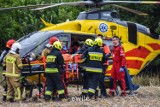 Pożar w Rychłocicach, ciężko ranną kobietę zabrał śmigłowiec LPR ZDJĘCIA