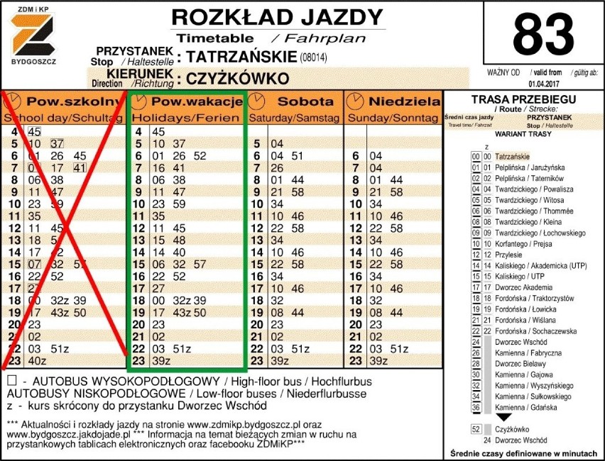 Zmiany w rozkładach jazdy w Bydgoszczy. Było co 10 min., będzie co 20...