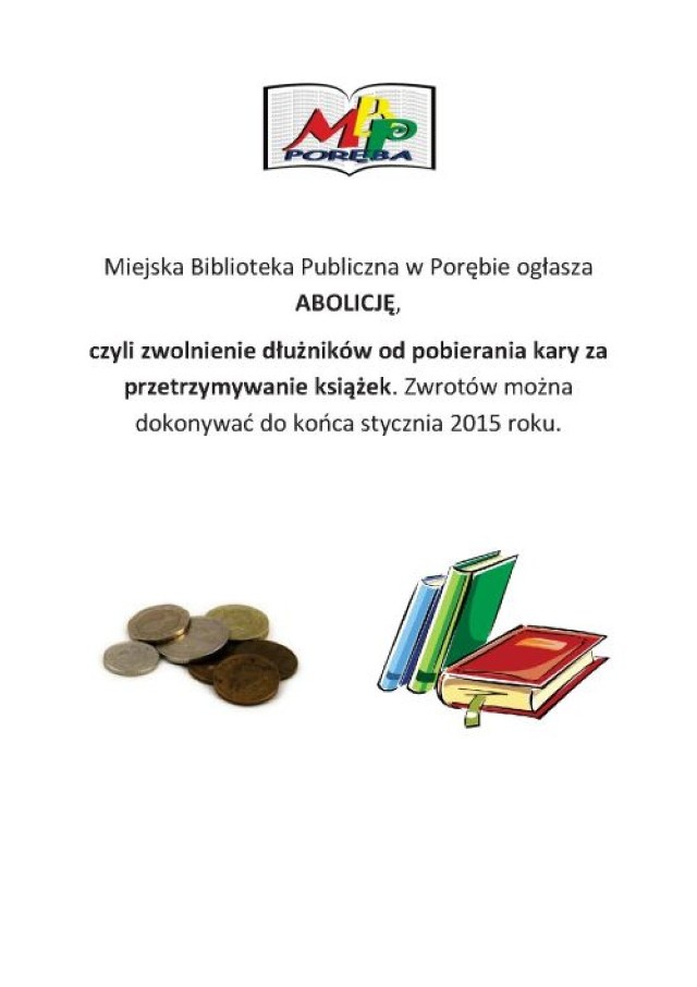 Abolicja w bibliotece w Porębie.
