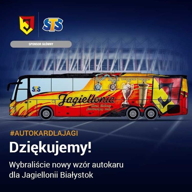 Kibice Jagiellonii Białystok wybrali nowy projekt autokaru Jagi