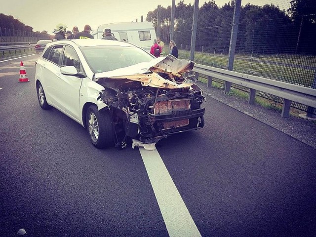 W poniedziałek wieczorem na trasie szybkiego ruchu S3 osobowy hyundai uderzył w tył jadącej przed nim ciężarówki.