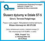 Oferta pracy- Ślusarz dyżurny w Dziale ST-5 Góra k/Tarnowa Podgórnego