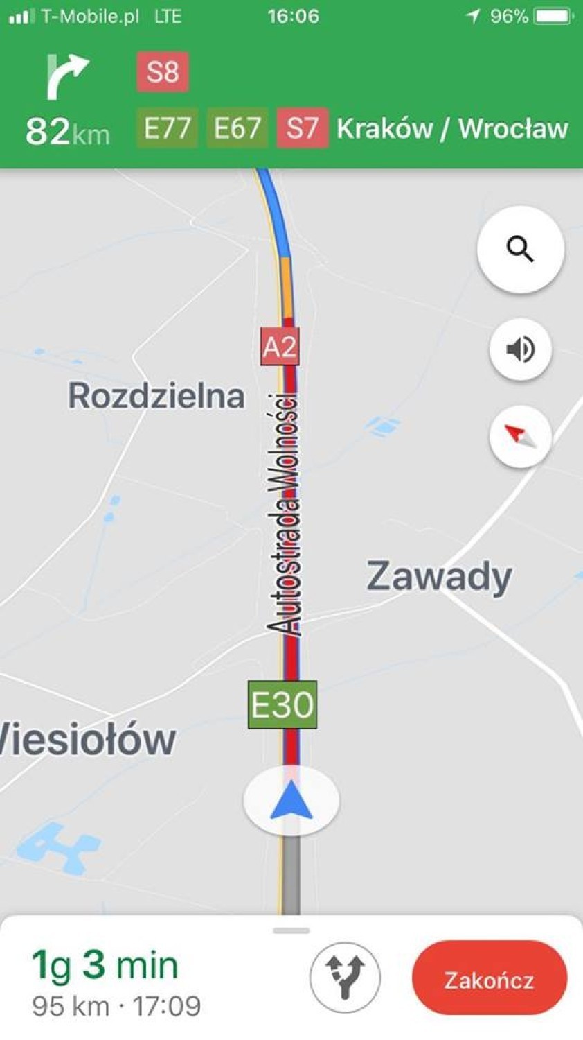 Ogromny korek na autostradzie A2 w kierunku Warszawy. Dwa...