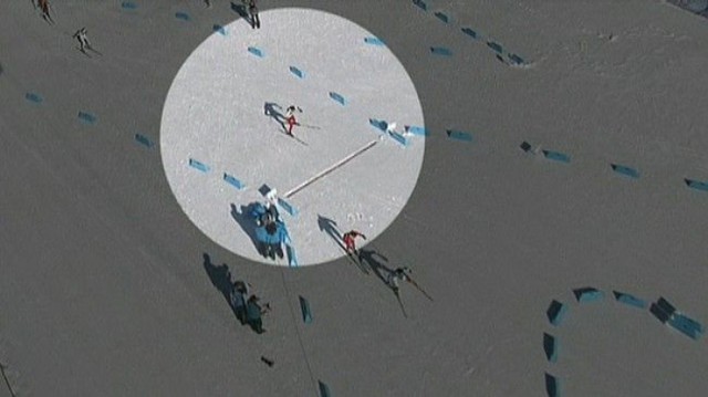 Zdjęcie z norweskiej telewizji. Trasa biegu łączonego na 15 km.
