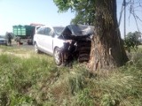 Wypadek. Jedna osoba poszkodowana. Audi uderzyło w drzewo w Brukach Unisławskich pod Chełmnem [zdjęcia]