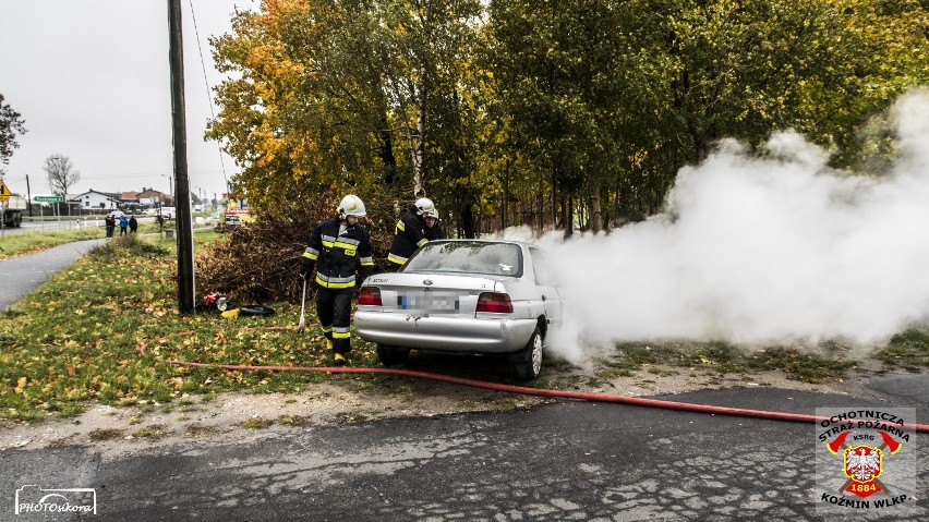 Pożar auta w Koźminie Wielkopolskim [ZDJĘCIA]