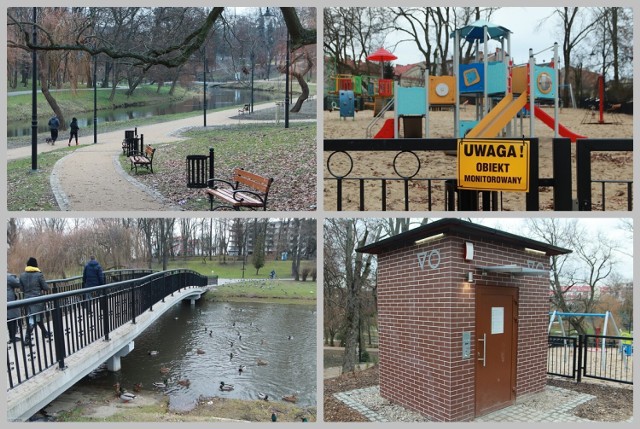 Park imienia Henryka Sienkiewicza we Włocławku już po remoncie, 29 grudnia 2022 roku.