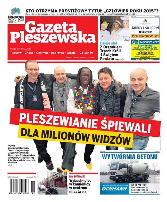 ,,Gazeta Pleszewska z 8 stycznia 2016 roku
