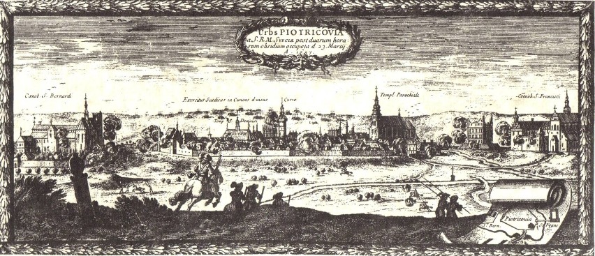 Kwiecień 1657 - panorama Piotrkowa wg rysunku Erika...
