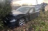 Wypadek w Gliniku koło Deszczna. Audi zderzyło  się busem