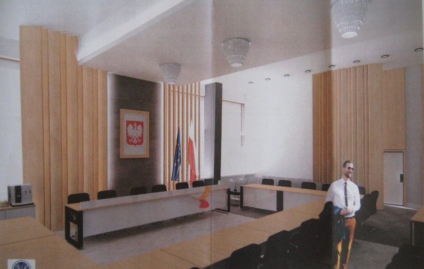 Wizualizacja sali obrad w urzędzie miasta Radomska