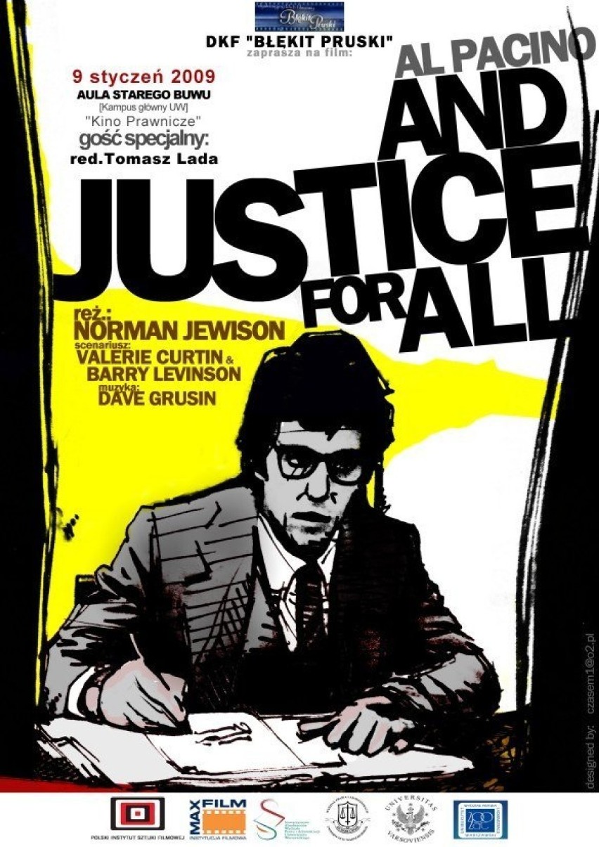 Plakat pokazu filmowego "I sprawiedliwość dla wszystkich"