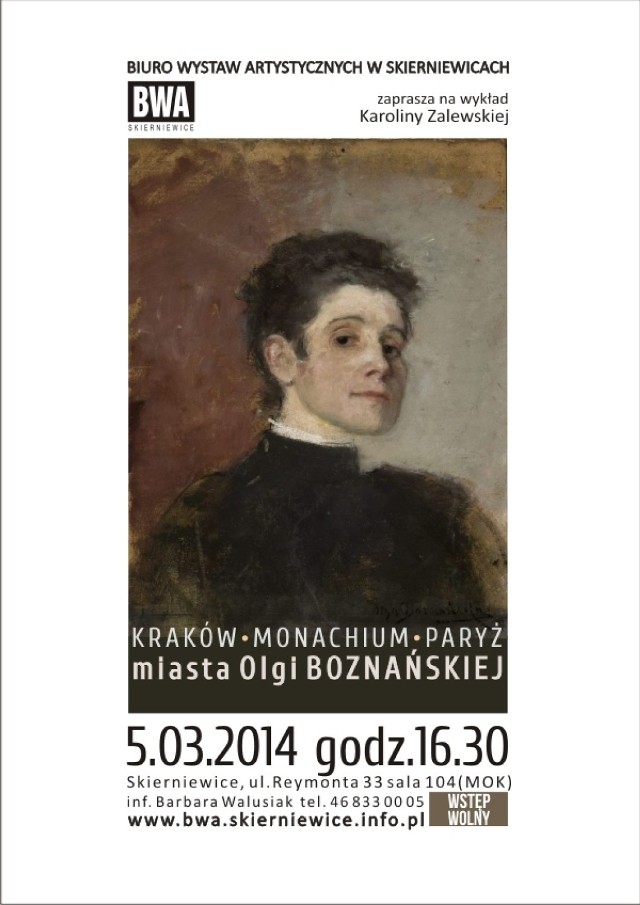 Kolejny wykład o sztuce w skierniewickim BWA odbędzie się w środę 7 marca. Tym razem Karolina Zalewska będzie mówić o nieco zapomnianej polskiej malarce Oldze Boznańskiej.
