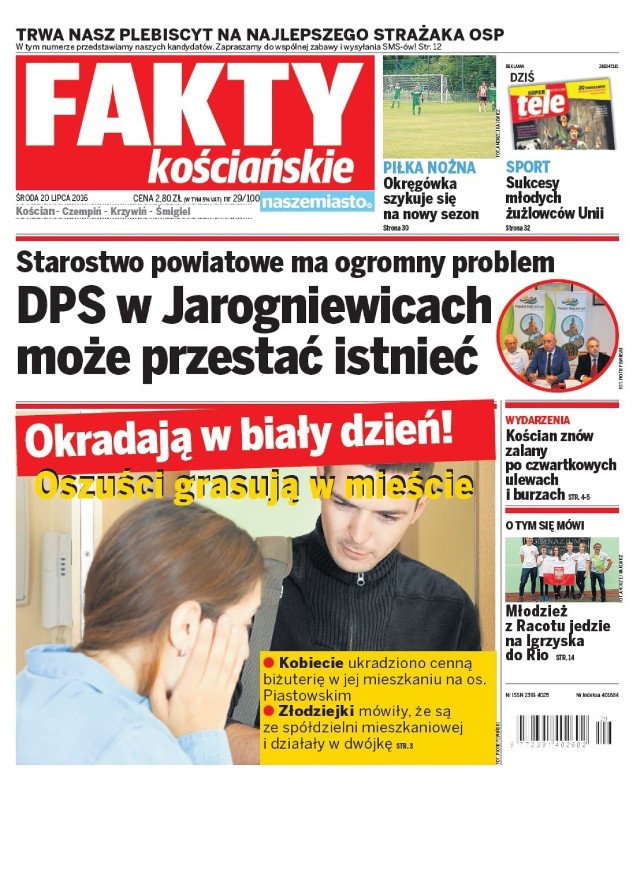 Najnowsze Fakty Kościańskie z 20 lipca to moc informacji, wydarzeń, sportu i wiadomości o tym, co interesuje kościaniaków.